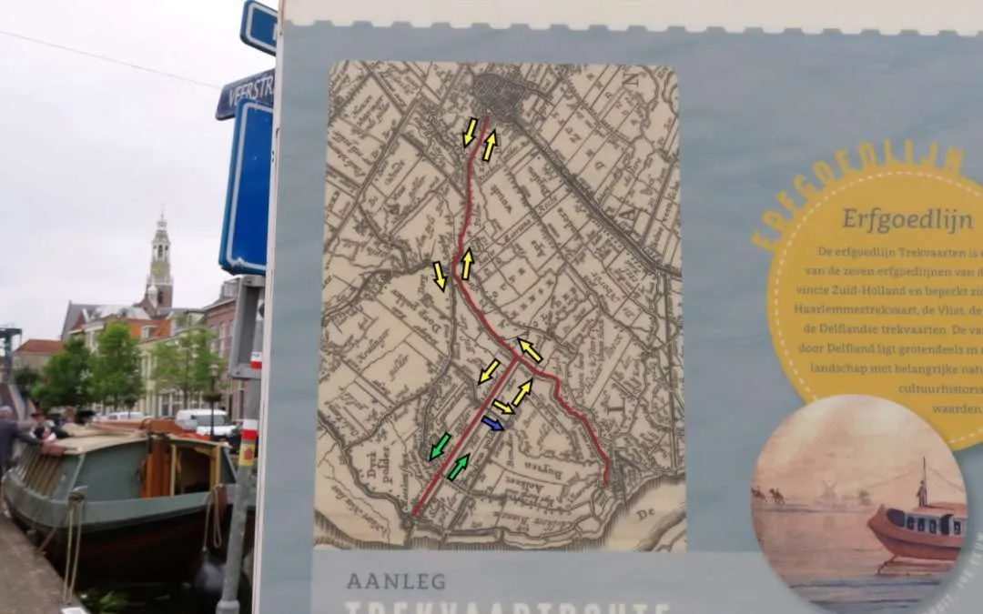 Varen in Delfland langs trekvaarten met trekschuit, kano en pontje